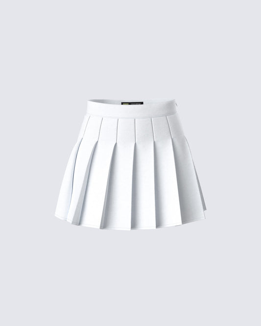 Bella White Pleated Tennis Skirt