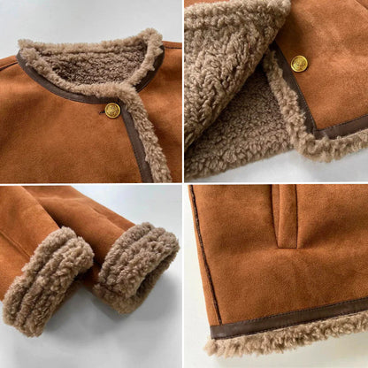 Faux Shearling Jacket with Buttons